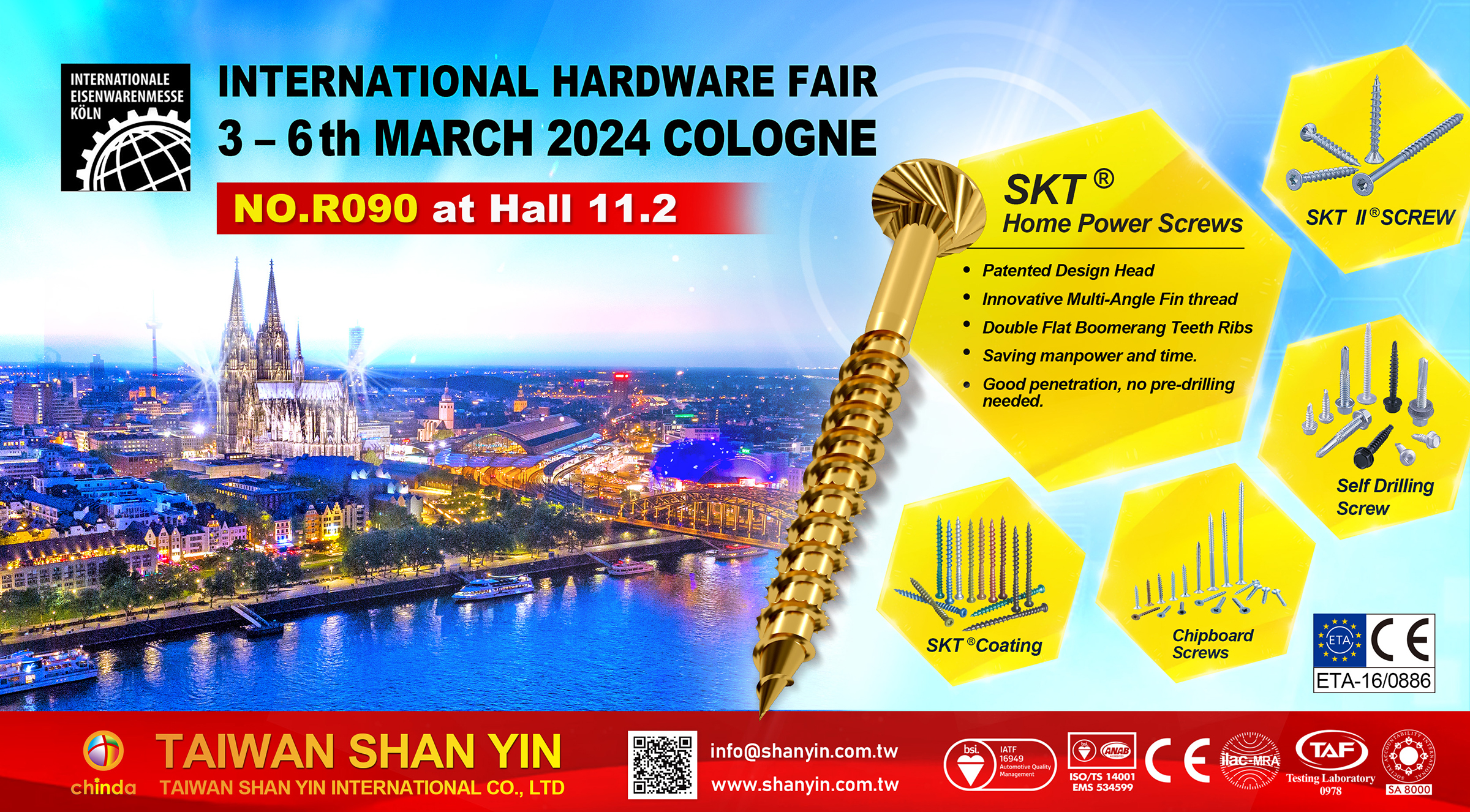 The International Hardware Fair in Germany will take place at the venue on the specified dates. We invite you to visit the TSY Company booth, located at Booth No. R090 in Hall 11.2, to experience our professionalism and innovative products firsthand. We eagerly anticipate your presence and engaging discussions on future collaborations and developments.